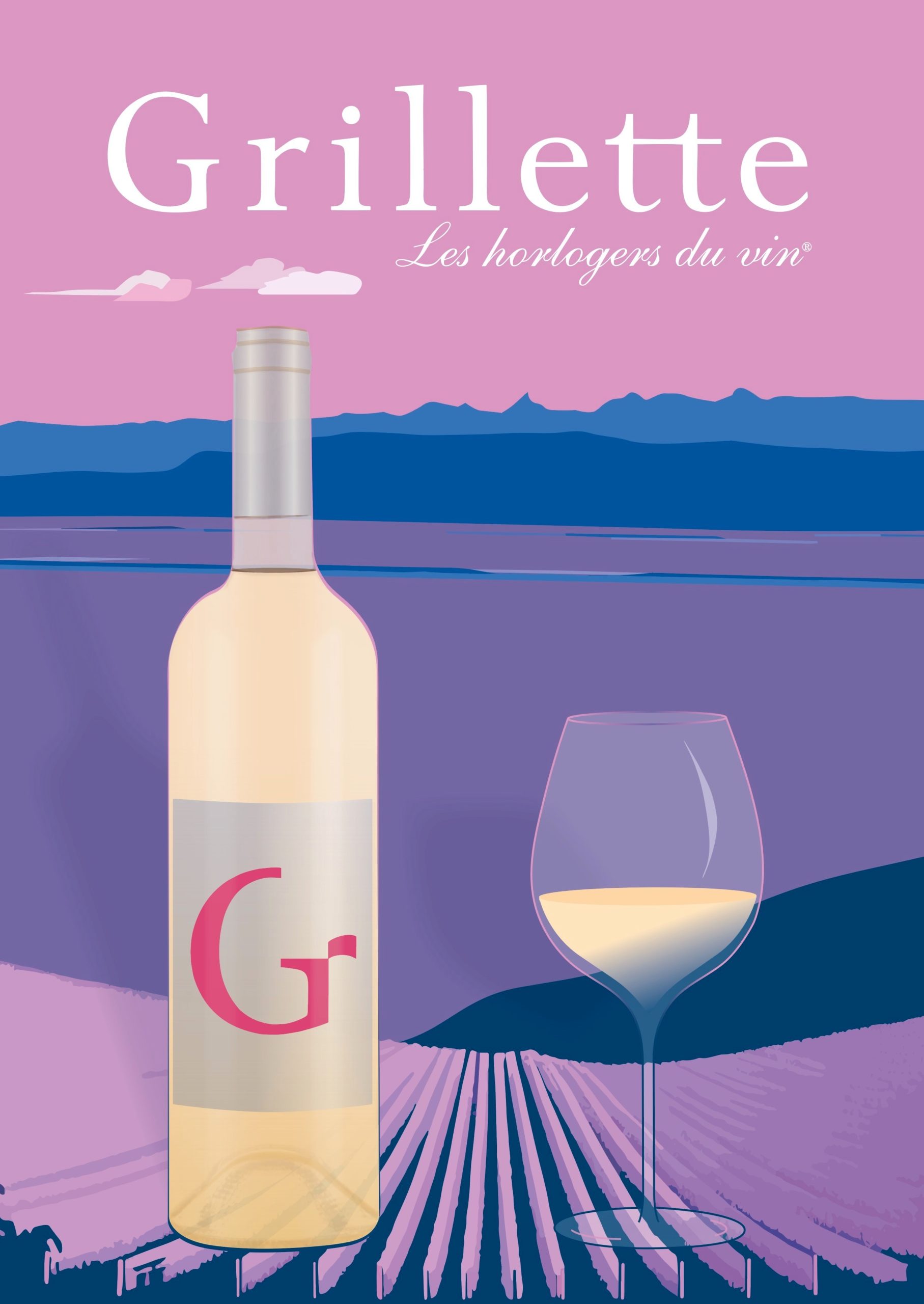 Affiche Grillette La précision et les vins rosés
